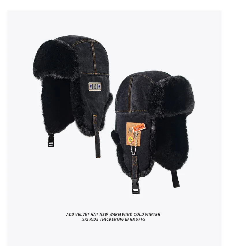Newest Bumper Hat Men Women Thick Warm Russian Ushanka Fur Hat Fashion Male Female Winter Hat Black Grey Earflap Ski Russian Cap