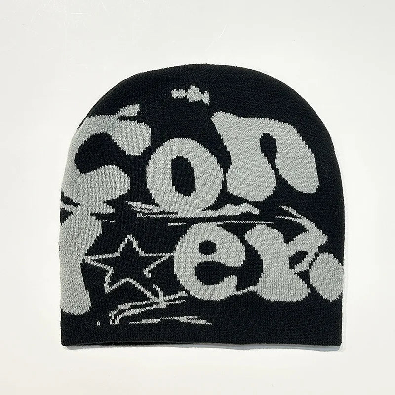 Fashion Women Men Warm Knitted Beanie Hat Letter Print Cap Autumn Winter Female Beanie Warm Bonnet Casual Cap Drop shipping
