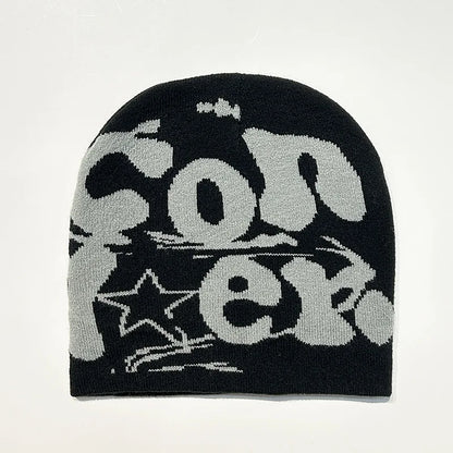 Fashion Women Men Warm Knitted Beanie Hat Letter Print Cap Autumn Winter Female Beanie Warm Bonnet Casual Cap Drop shipping