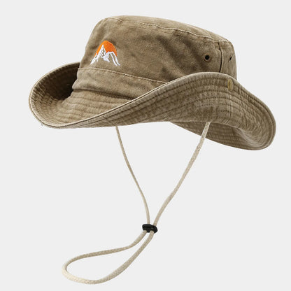 Washed Cotton Embroidery Fishing Fisherman Hats Bucket Hat For Men Woman Outdoor Cap Wide Brim Summer Hiking Camping Hat