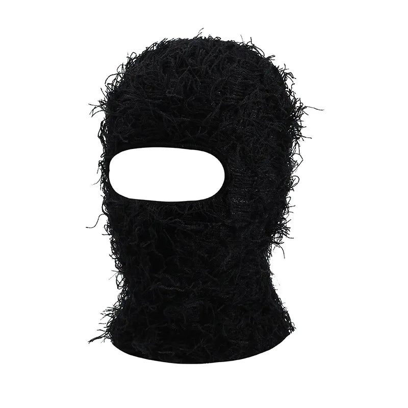 Balaclava Distressed Knitted Caps Hip Hop Full Face Ski Mask Women Outdoor Camouflage Fleece Fuzzy Ski Balaclava Beanies Men Hat