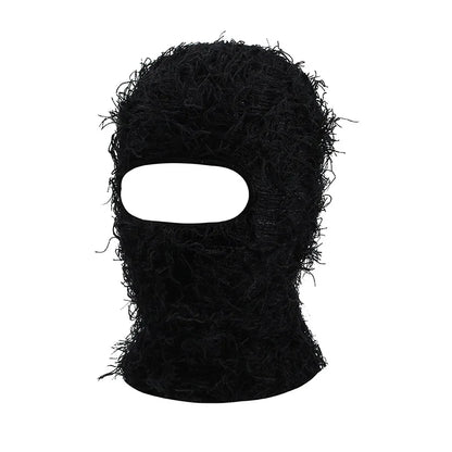 Balaclava Distressed Knitted Caps Hip Hop Full Face Ski Mask Women Outdoor Camouflage Fleece Fuzzy Ski Balaclava Beanies Men Hat