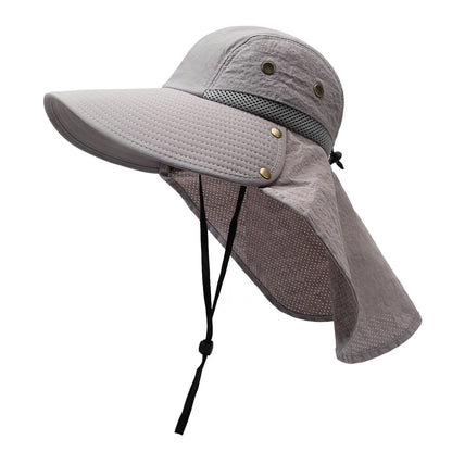 Large Brim Summer Sun Hat with Neck Protector Outdoor Fishing Hat Women Men Shawl Shawl Denim Face Covering Sun Protection