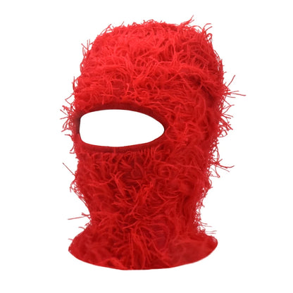 Balaclava Distressed Knitted Caps Hip Hop Full Face Ski Mask Women Outdoor Camouflage Fleece Fuzzy Ski Balaclava Beanies Men Hat
