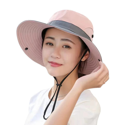 Women’s Wide Brim Ponytail Quick-Dry Bucket Hat