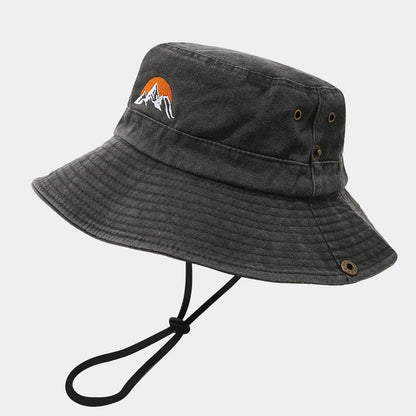 Washed Cotton Embroidery Fishing Fisherman Hats Bucket Hat For Men Woman Outdoor Cap Wide Brim Summer Hiking Camping Hat