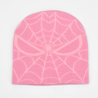 Y2K Gothic Spider Pattern Wool Acrylic Knitted Hat Women Beanie Winter Warm Beanies Grunge Hip Hop Casual Skullies Outdoor Cap