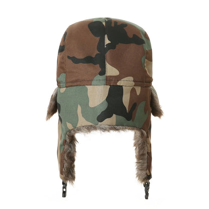 High Quality Windproof Winter Hooded Hats Thickened Camouflage Outdoors Balaclava Ear Protection Warm Snow Cap for Men Women