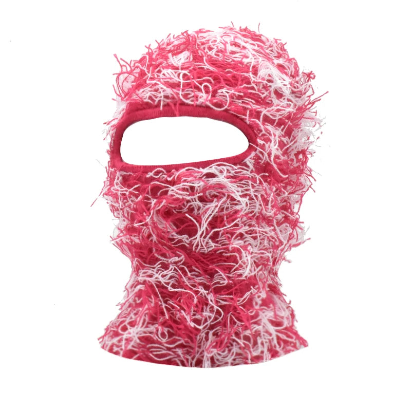 Balaclava Distressed Knitted Caps Hip Hop Full Face Ski Mask Women Outdoor Camouflage Fleece Fuzzy Ski Balaclava Beanies Men Hat
