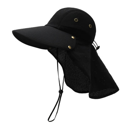 Large Brim Summer Sun Hat with Neck Protector Outdoor Fishing Hat Women Men Shawl Shawl Denim Face Covering Sun Protection