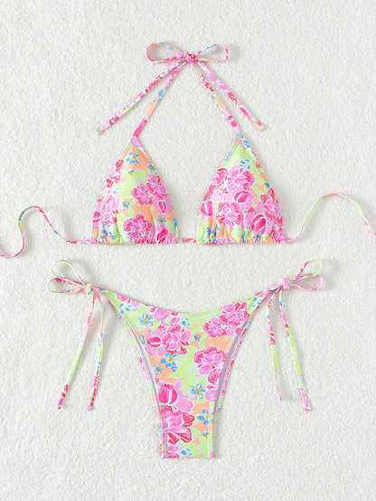 2026 New Women's Bikini Set Adjustable Tie Side Bandage Swimwear High-End Sexy Two-Piece Bathing Suit Summer Beach Push Up