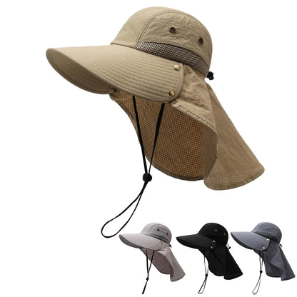 Large Brim Summer Sun Hat with Neck Protector Outdoor Fishing Hat Women Men Shawl Shawl Denim Face Covering Sun Protection