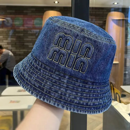 Kids’ Washed Denim Embroidered Bucket Hat