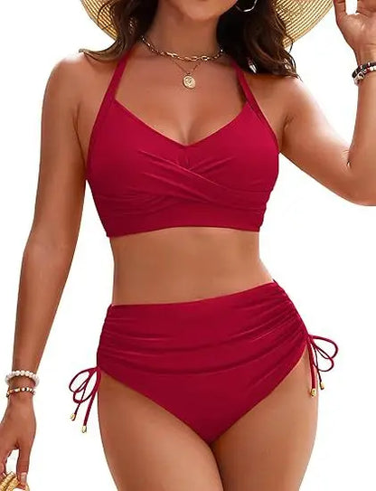 Sexy Bikini Swimsuit Two-Piece Swimwear High Elastic Quick Dry Backless High Quality Polyester Fabric for Swimming And Water ...