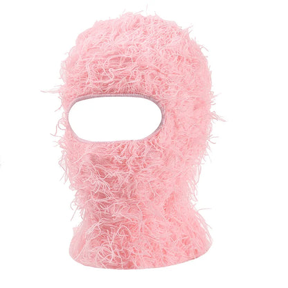 Balaclava Distressed Knitted Caps Hip Hop Full Face Ski Mask Women Outdoor Camouflage Fleece Fuzzy Ski Balaclava Beanies Men Hat