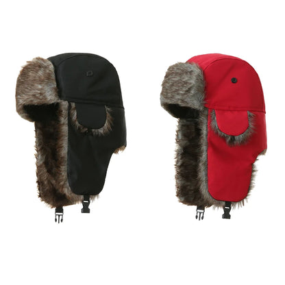 Unisex Warm Mens Women Trapper Cap Aviator Trooper Earflap Winter Flaps Ski Hat New Bomber Hats Russian Ski Hat Faux Fur Hats