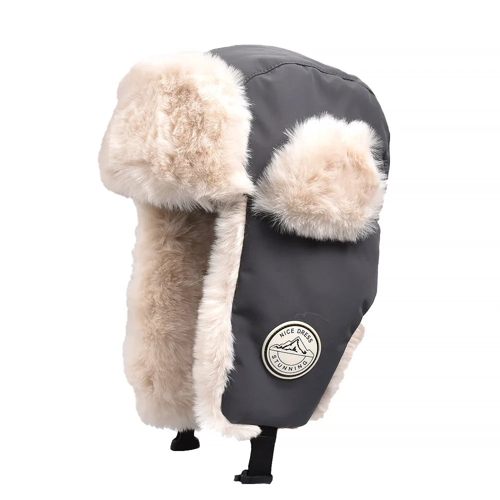 Newest Mens Women Unisex Warm Trapper Aviator Trooper Earflap Winter Flaps Ski Hat New Bomber Hats Russian Ski Hat Faux Fur Hats