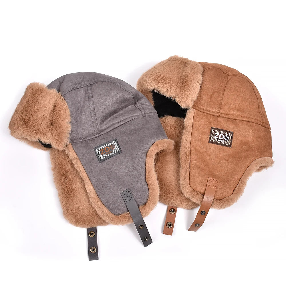 New Bomber Hat Men Women Thick Warm Russian Ushanka Fur Hat Fashion Male Female Winter Hat Black Grey Earflap Ski Russian Cap