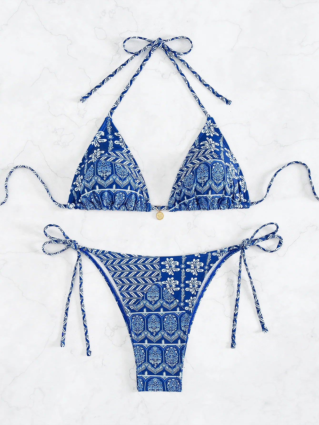 2026 New Women's Bikini Set Adjustable Tie Side Bandage Swimwear High-End Sexy Two-Piece Bathing Suit Summer Beach Push Up