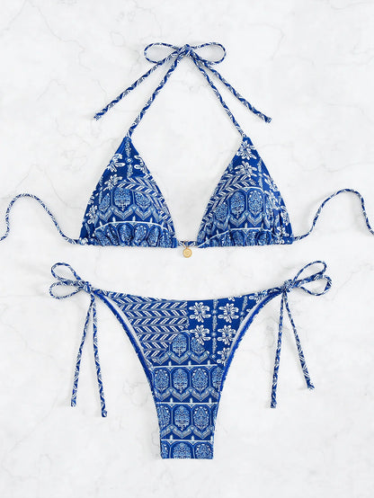 2026 New Women's Bikini Set Adjustable Tie Side Bandage Swimwear High-End Sexy Two-Piece Bathing Suit Summer Beach Push Up