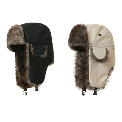 Unisex Warm Mens Women Trapper Cap Aviator Trooper Earflap Winter Flaps Ski Hat New Bomber Hats Russian Ski Hat Faux Fur Hats