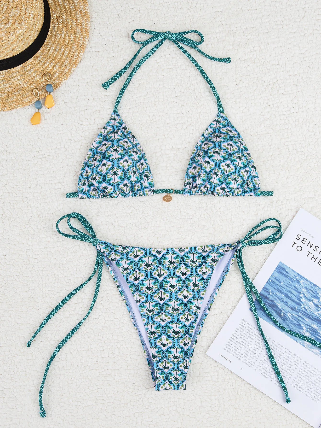 2026 New Women's Bikini Set Adjustable Tie Side Bandage Swimwear High-End Sexy Two-Piece Bathing Suit Summer Beach Push Up