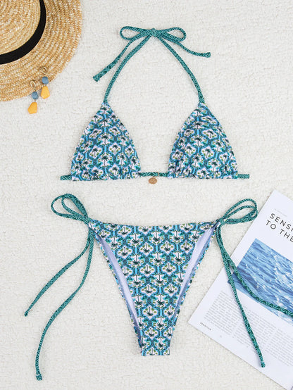 2026 New Women's Bikini Set Adjustable Tie Side Bandage Swimwear High-End Sexy Two-Piece Bathing Suit Summer Beach Push Up
