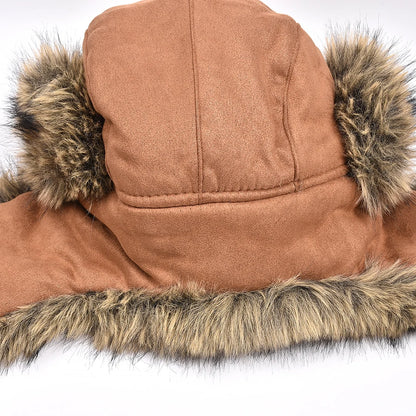 Winter Ushanka Hat Men Pilot Aviator Trapper Hat Faux Fur Leather Snow Skiing Cap with Ear Flaps Thick Winter Bomber Hat Male