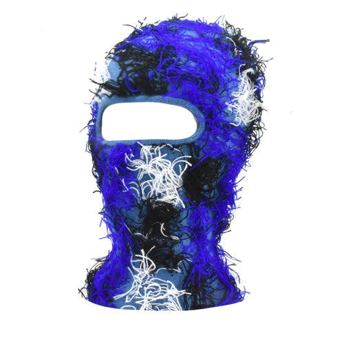 Balaclava Distressed Knitted Caps Hip Hop Full Face Ski Mask Women Outdoor Camouflage Fleece Fuzzy Ski Balaclava Beanies Men Hat