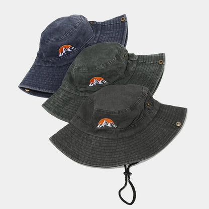 Washed Cotton Embroidery Fishing Fisherman Hats Bucket Hat For Men Woman Outdoor Cap Wide Brim Summer Hiking Camping Hat