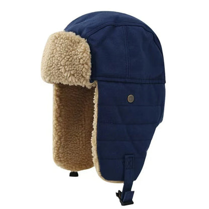 Unisex Winter Hats with Ear Flaps Cotton Trapper Hat Aviator Windproof Ski Cap Buckle Closure Ushanka Outdoor