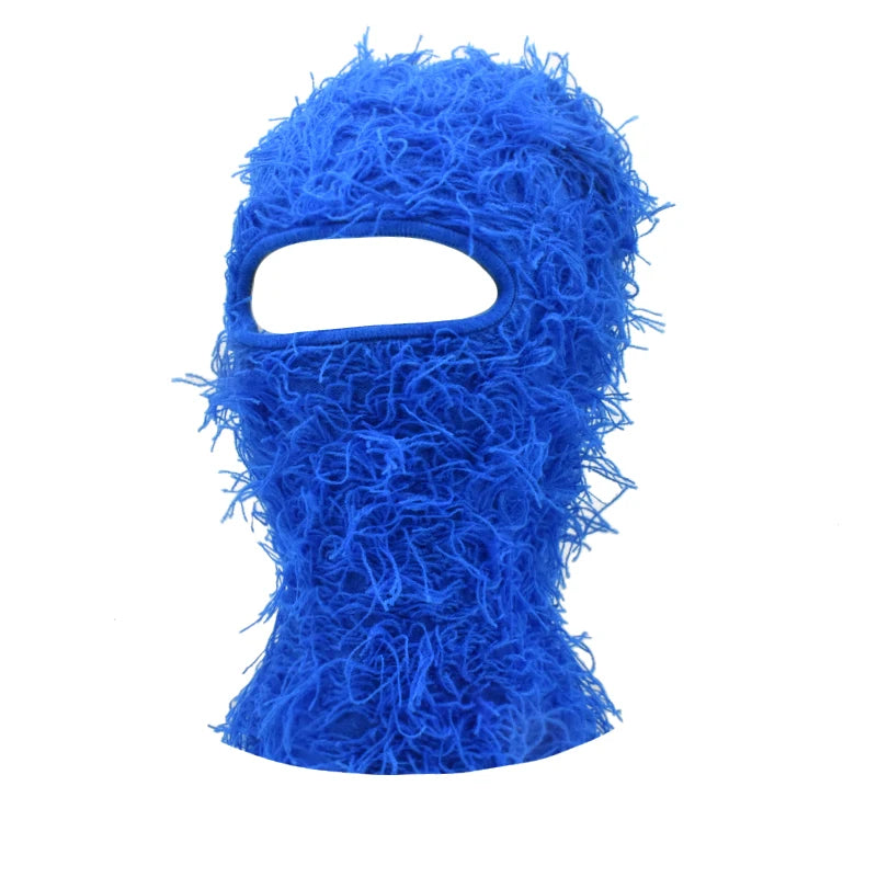 Balaclava Distressed Knitted Caps Hip Hop Full Face Ski Mask Women Outdoor Camouflage Fleece Fuzzy Ski Balaclava Beanies Men Hat