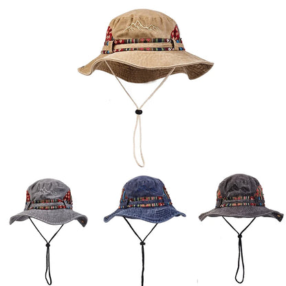 Summer Panama Bucket Hat Men Women 2026 Embroidered Bob Cap Outdoor Wide Brim Beach Sun Hat Vintage Fisherman Hats Visor Cap