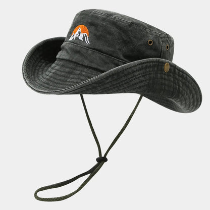 Washed Cotton Embroidery Fishing Fisherman Hats Bucket Hat For Men Woman Outdoor Cap Wide Brim Summer Hiking Camping Hat