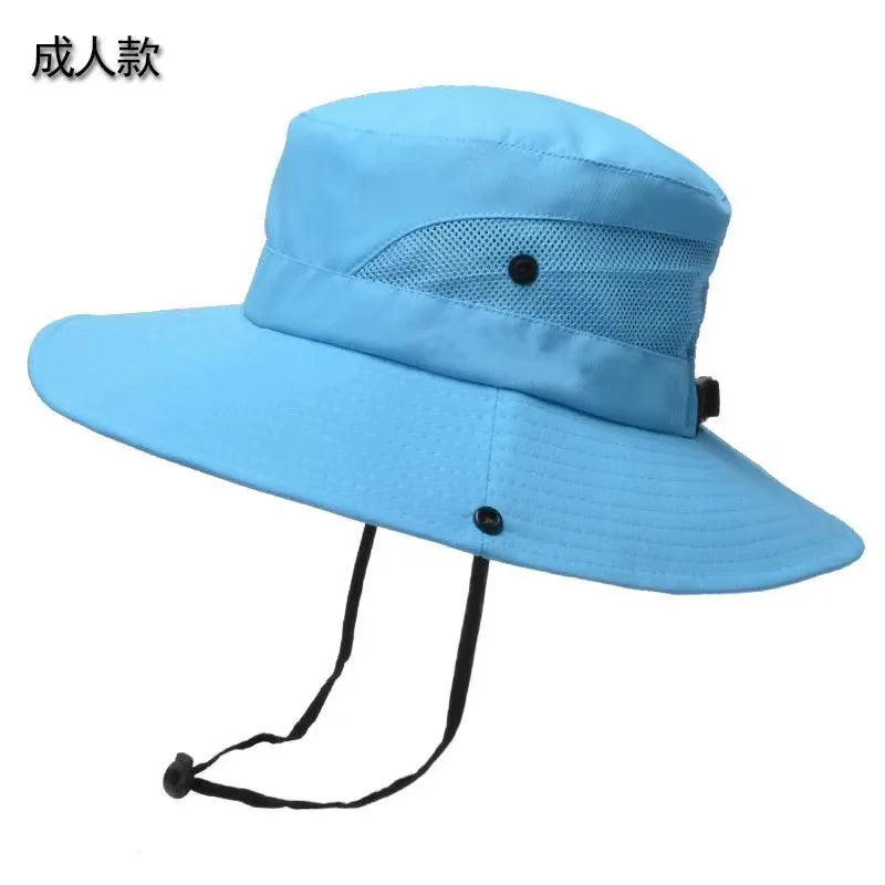 Women Large Brim With Leaking Ponytail Quick Drying Bucket Hats Fishermen Caps Outdoor Casual Cap Women Sunscreen Hat