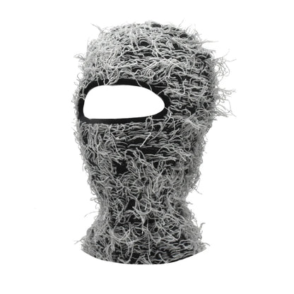 Balaclava Distressed Knitted Caps Hip Hop Full Face Ski Mask Women Outdoor Camouflage Fleece Fuzzy Ski Balaclava Beanies Men Hat