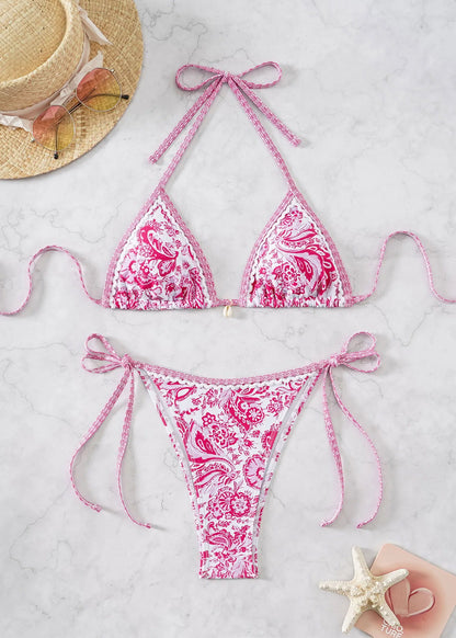 2026 New Women's Bikini Set Adjustable Tie Side Bandage Swimwear High-End Sexy Two-Piece Bathing Suit Summer Beach Push Up