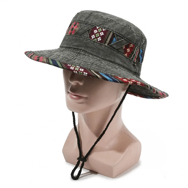 Summer New Bucket Hat For Men Fisherman Cap Fishing Outdoor Sunshade Big Brim Panama Hat Sunscreen Riding Hiking Suncreen Sunhat