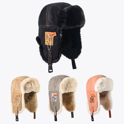 Newest Bumper Hat Men Women Thick Warm Russian Ushanka Fur Hat Fashion Male Female Winter Hat Black Grey Earflap Ski Russian Cap