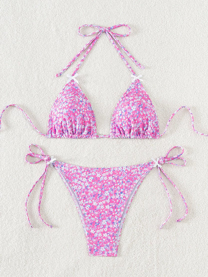 2026 New Women's Bikini Set Adjustable Tie Side Bandage Swimwear High-End Sexy Two-Piece Bathing Suit Summer Beach Push Up