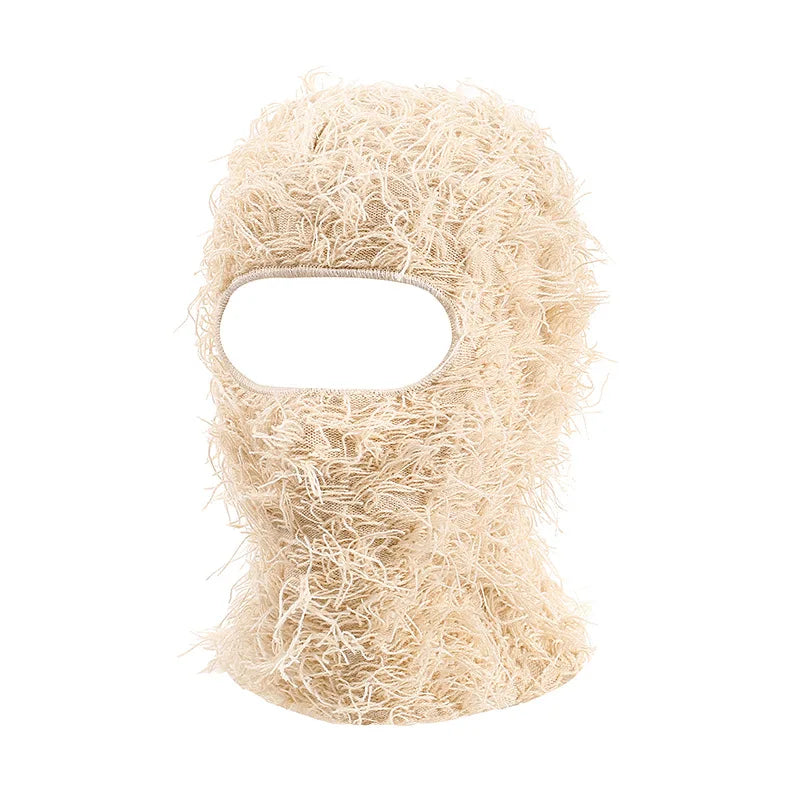 Balaclava Distressed Knitted Caps Hip Hop Full Face Ski Mask Women Outdoor Camouflage Fleece Fuzzy Ski Balaclava Beanies Men Hat