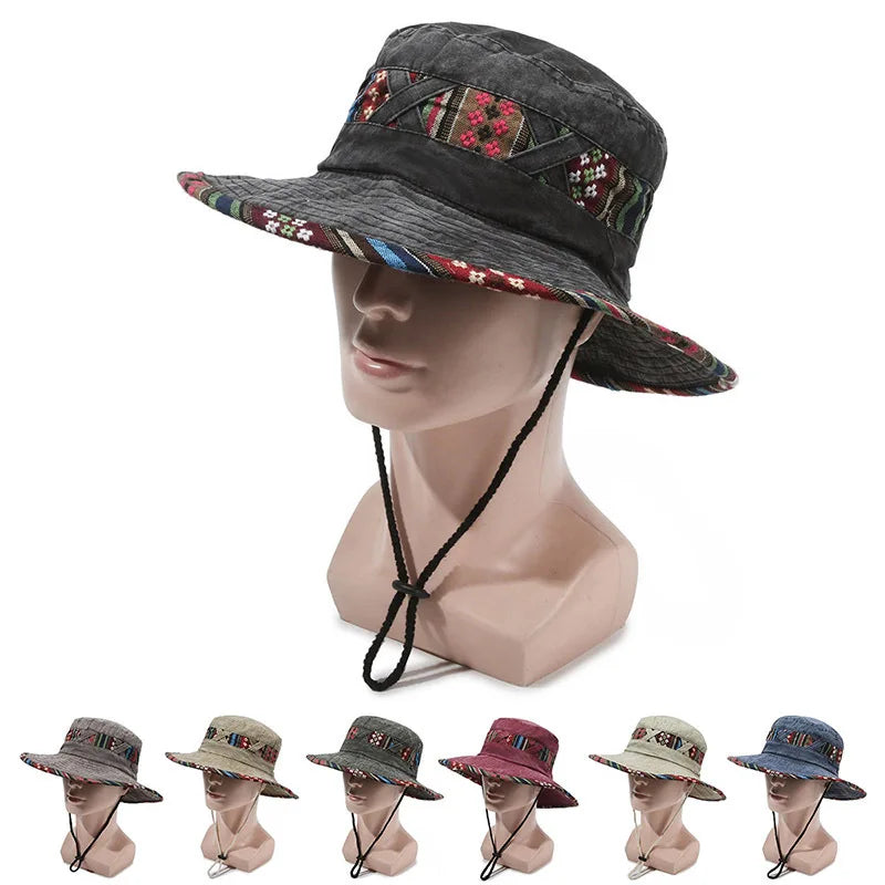 Summer New Bucket Hat For Men Fisherman Cap Fishing Outdoor Sunshade Big Brim Panama Hat Sunscreen Riding Hiking Suncreen Sunhat