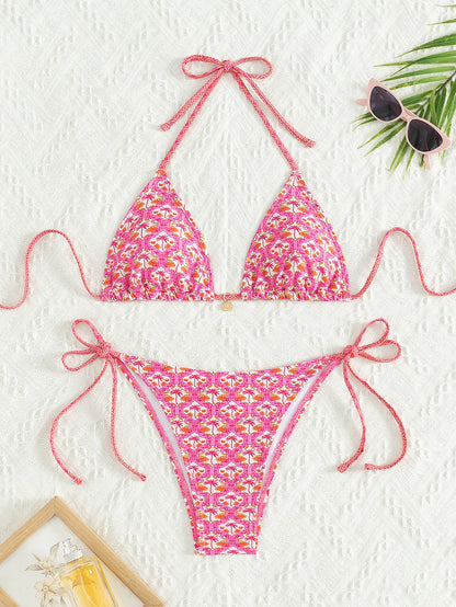 2026 New Women's Bikini Set Adjustable Tie Side Bandage Swimwear High-End Sexy Two-Piece Bathing Suit Summer Beach Push Up