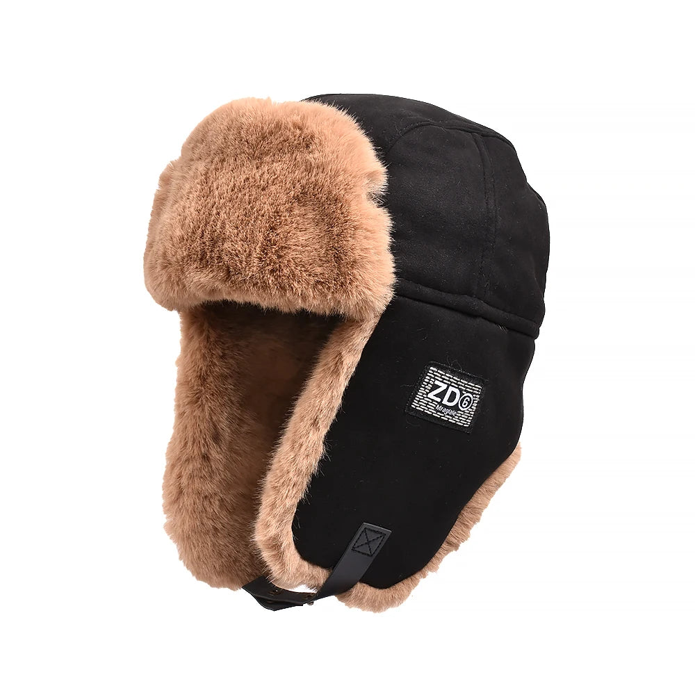 New Bomber Hat Men Women Thick Warm Russian Ushanka Fur Hat Fashion Male Female Winter Hat Black Grey Earflap Ski Russian Cap