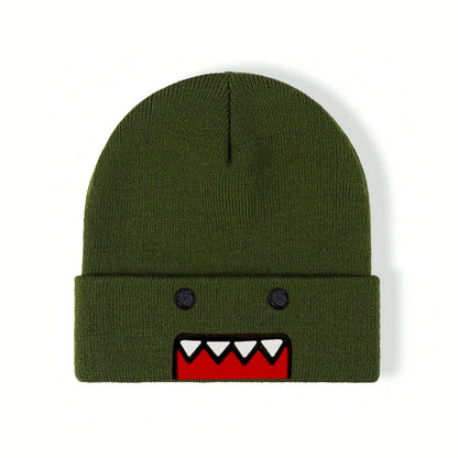 Cartoon Embroidered Knitted Hat Autumn Winter Outdoor Warm Windproof Hip Hop Casual Trendy Style for Men Women