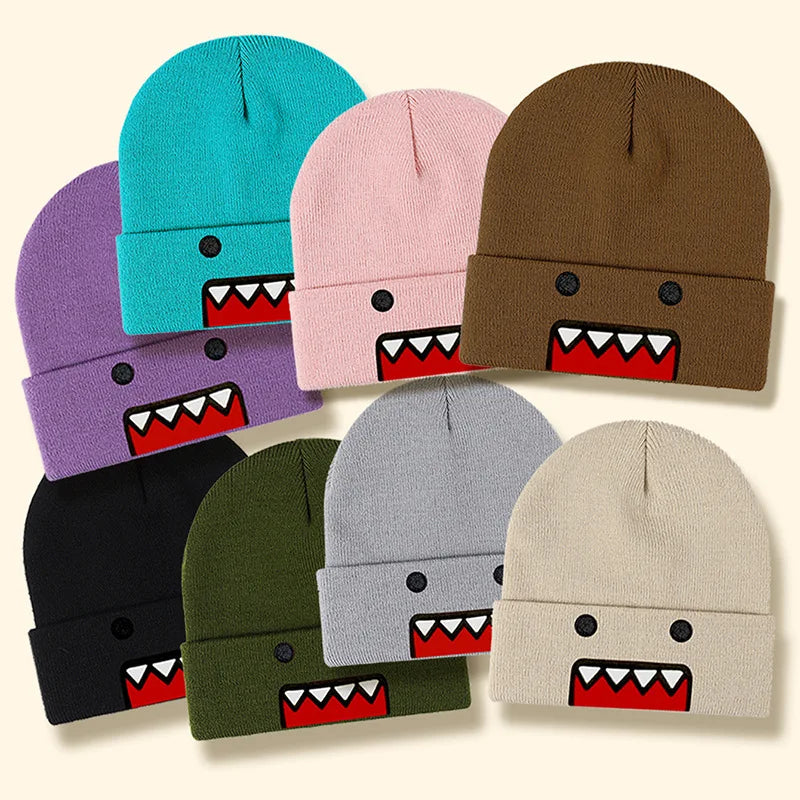 Cartoon Embroidered Knitted Hat Autumn Winter Outdoor Warm Windproof Hip Hop Casual Trendy Style for Men Women