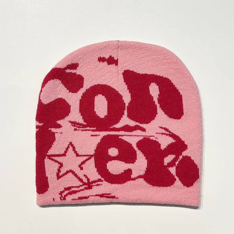 Fashion Women Men Warm Knitted Beanie Hat Letter Print Cap Autumn Winter Female Beanie Warm Bonnet Casual Cap Drop shipping