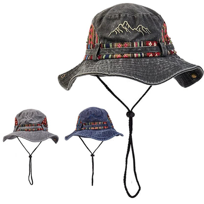 Summer Panama Bucket Hat Men Women 2026 Embroidered Bob Cap Outdoor Wide Brim Beach Sun Hat Vintage Fisherman Hats Visor Cap