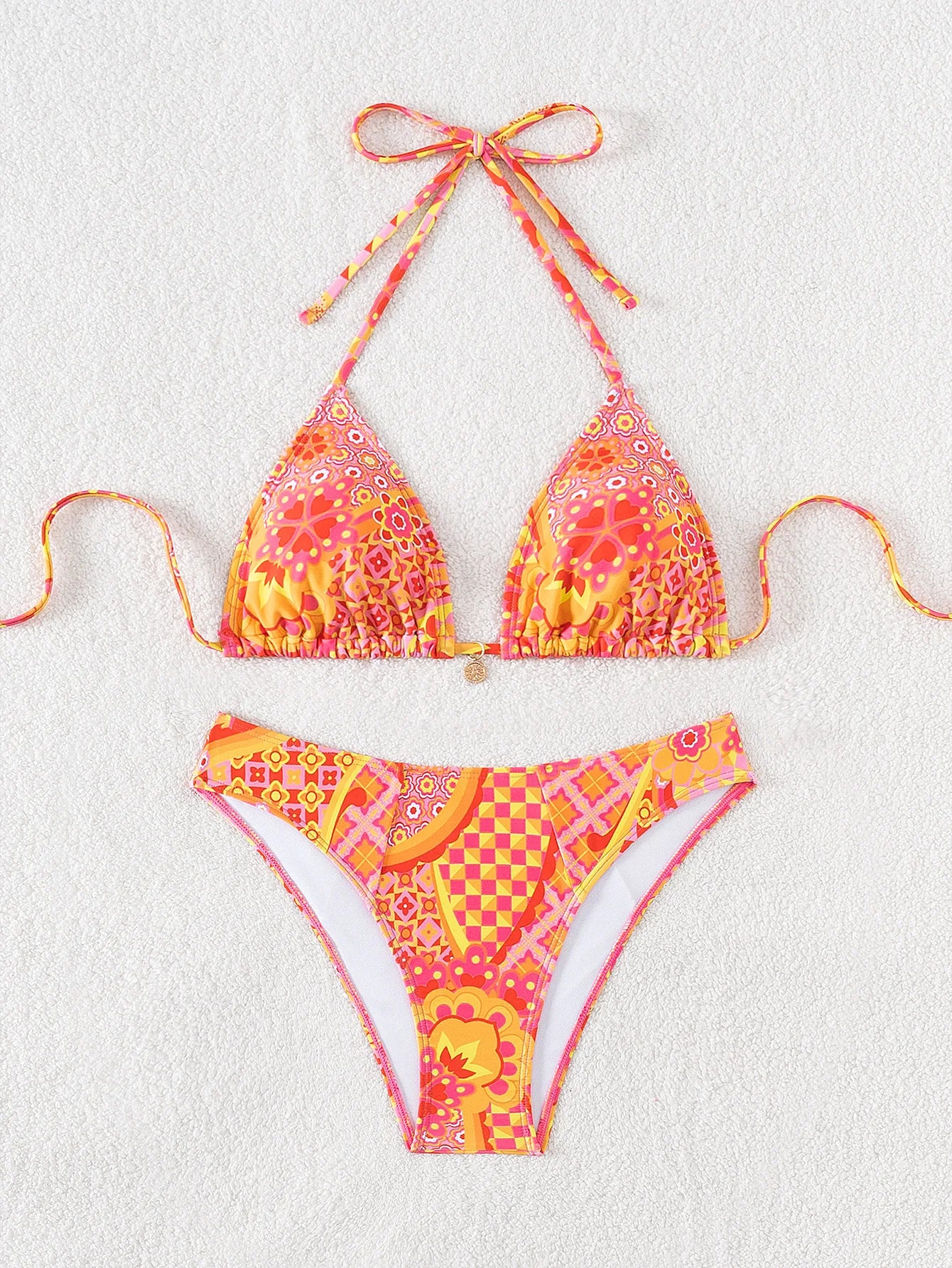 2026 New Women's Bikini Set Adjustable Tie Side Bandage Swimwear High-End Sexy Two-Piece Bathing Suit Summer Beach Push Up