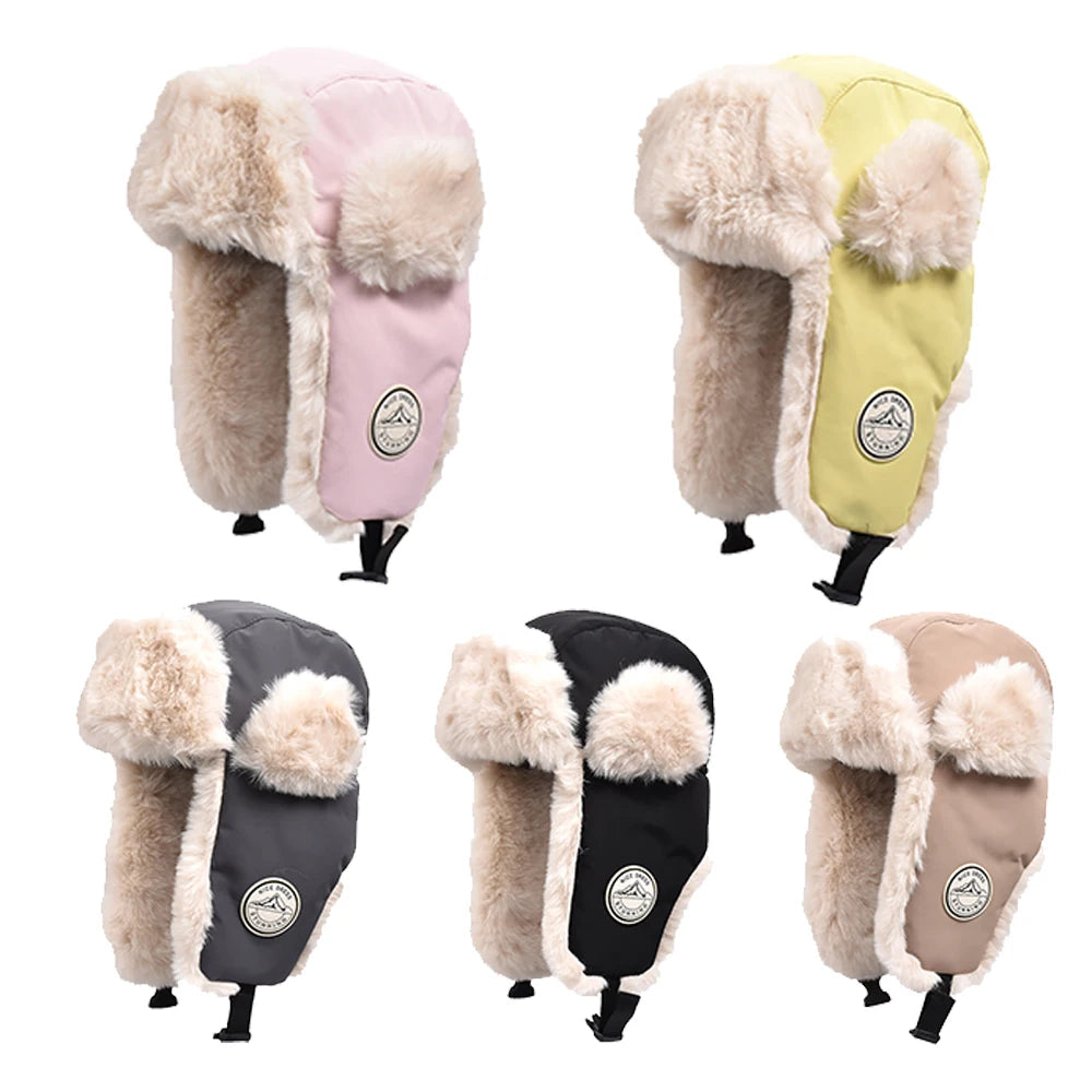 Newest Mens Women Unisex Warm Trapper Aviator Trooper Earflap Winter Flaps Ski Hat New Bomber Hats Russian Ski Hat Faux Fur Hats